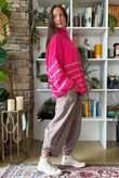 Big Softie Stripe Funnel Grunge Knit Hot Pink